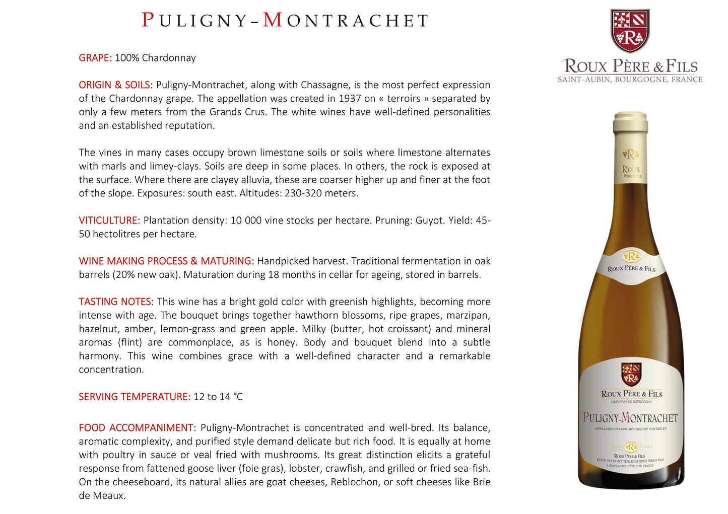 Domaine Roux - Puligny-Montrachet 2023