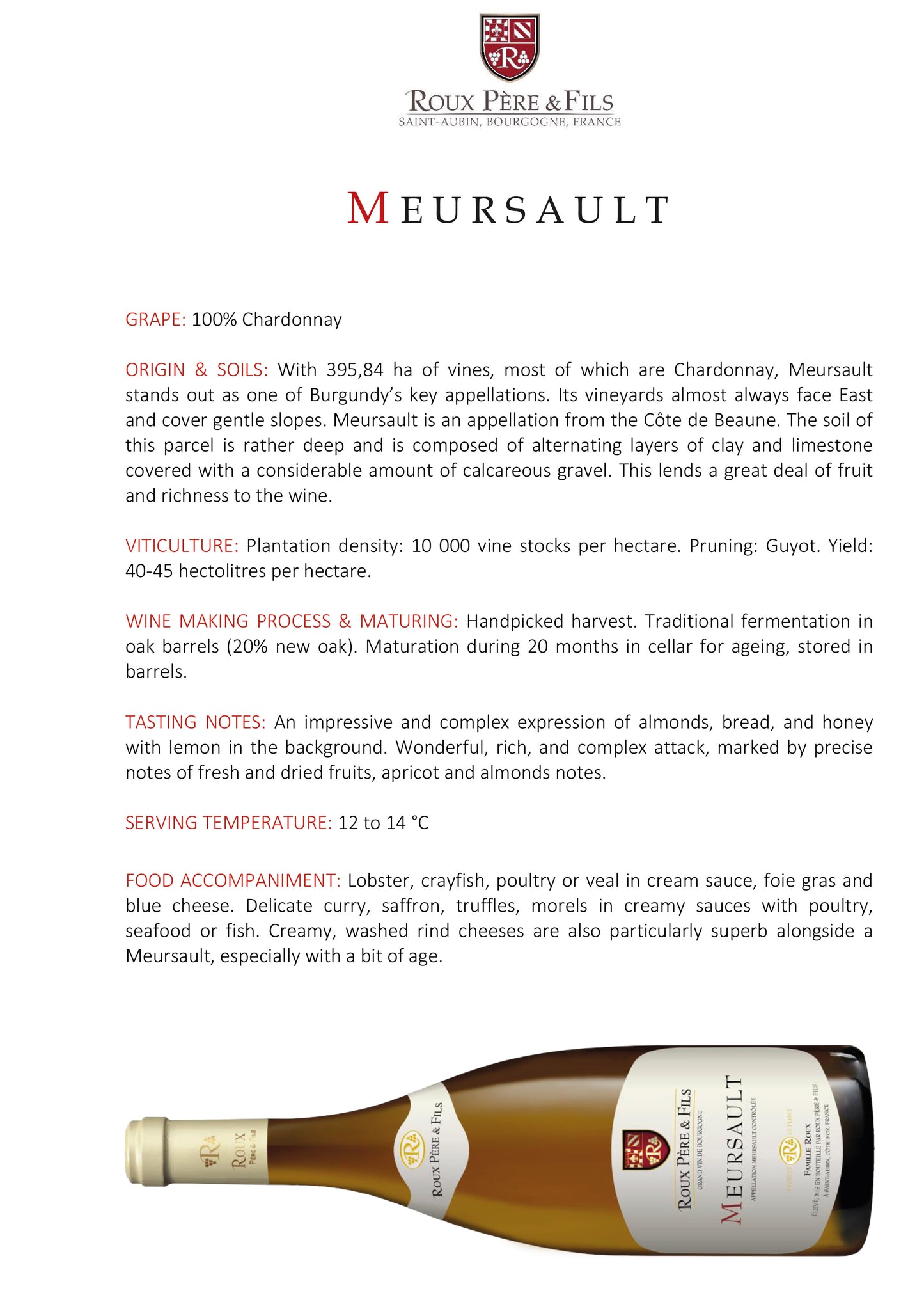 Domaine Roux - Meursault 2021