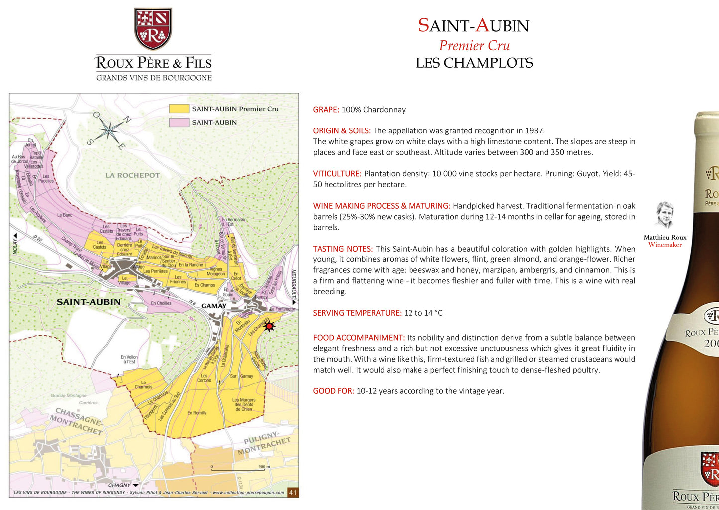 Domaine Roux - Saint-Aubin 1 er Cru "Champlots" 2022
